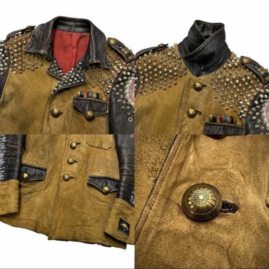 BLACK MEANS 2013AW STUDDED SPIKE LEATHER JACKET