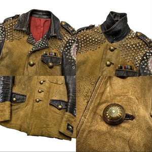BLACK MEANS 2013AW STUDDED SPIKE LEATHER JACKET