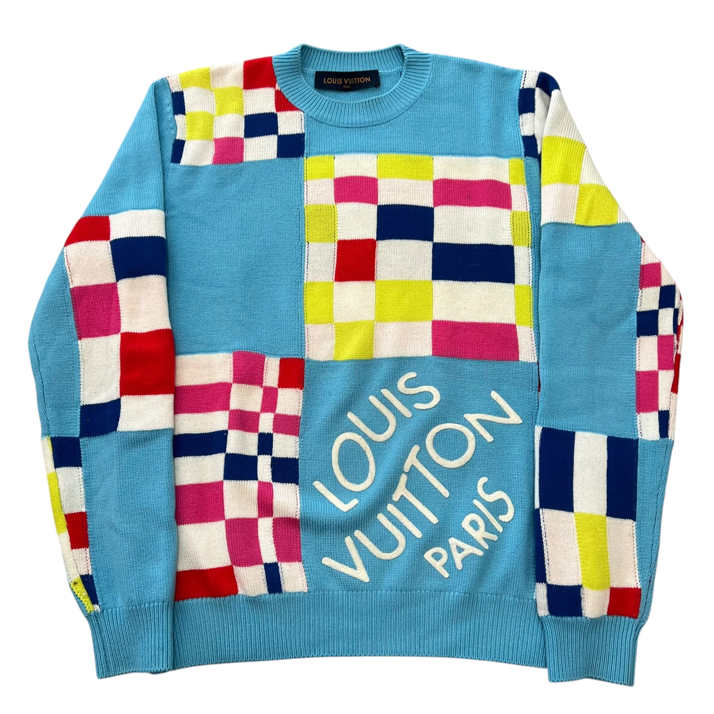 LOUIS VUITTON 2021SS Distorted Giant D'amier Crewneck Wool Knit