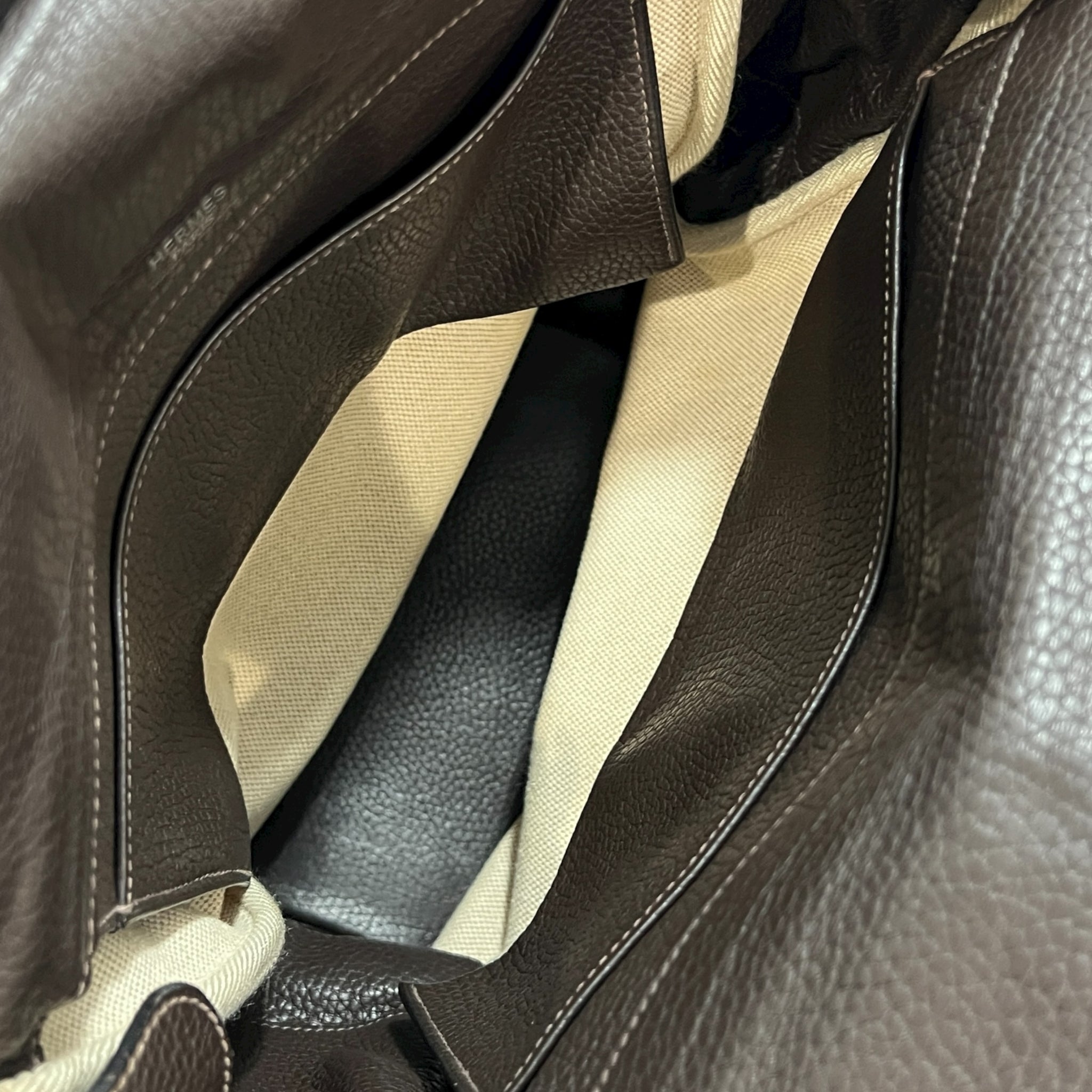 HERMÈS Tibet Vertical Shoulder Bag Toile H Beige × Brown