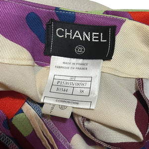 CHANEL 2000s 3pieces set Tweed Green double-buttoned skirt-surit jacket, Chanel printed skirt, and pinted top