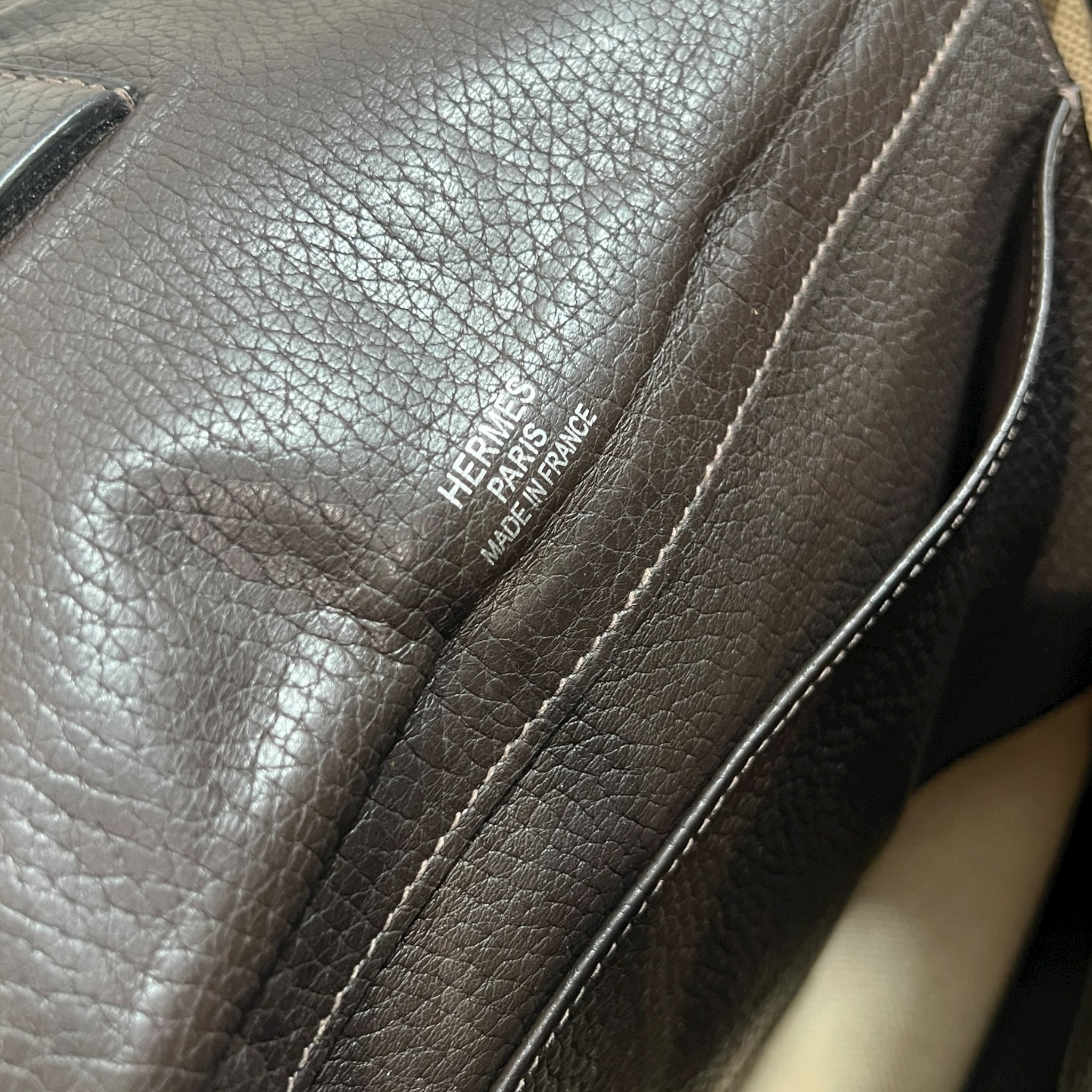 HERMÈS Tibet Vertical Shoulder Bag Toile H Beige × Brown