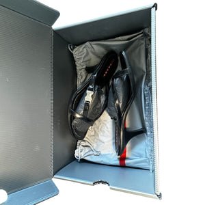 PRADA LEATHER STRAP HEELS SANDAL