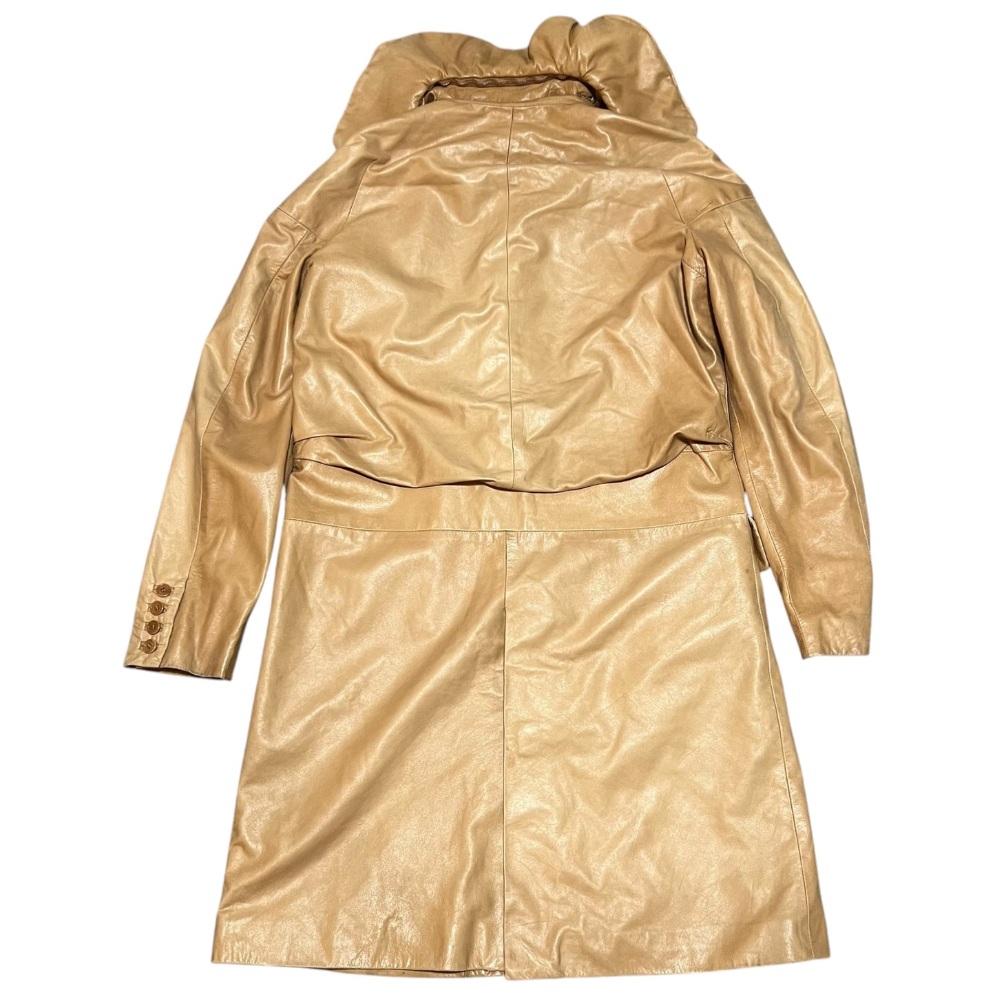 HELMUT LANG Lambskin Leather Pillow Collar Coat