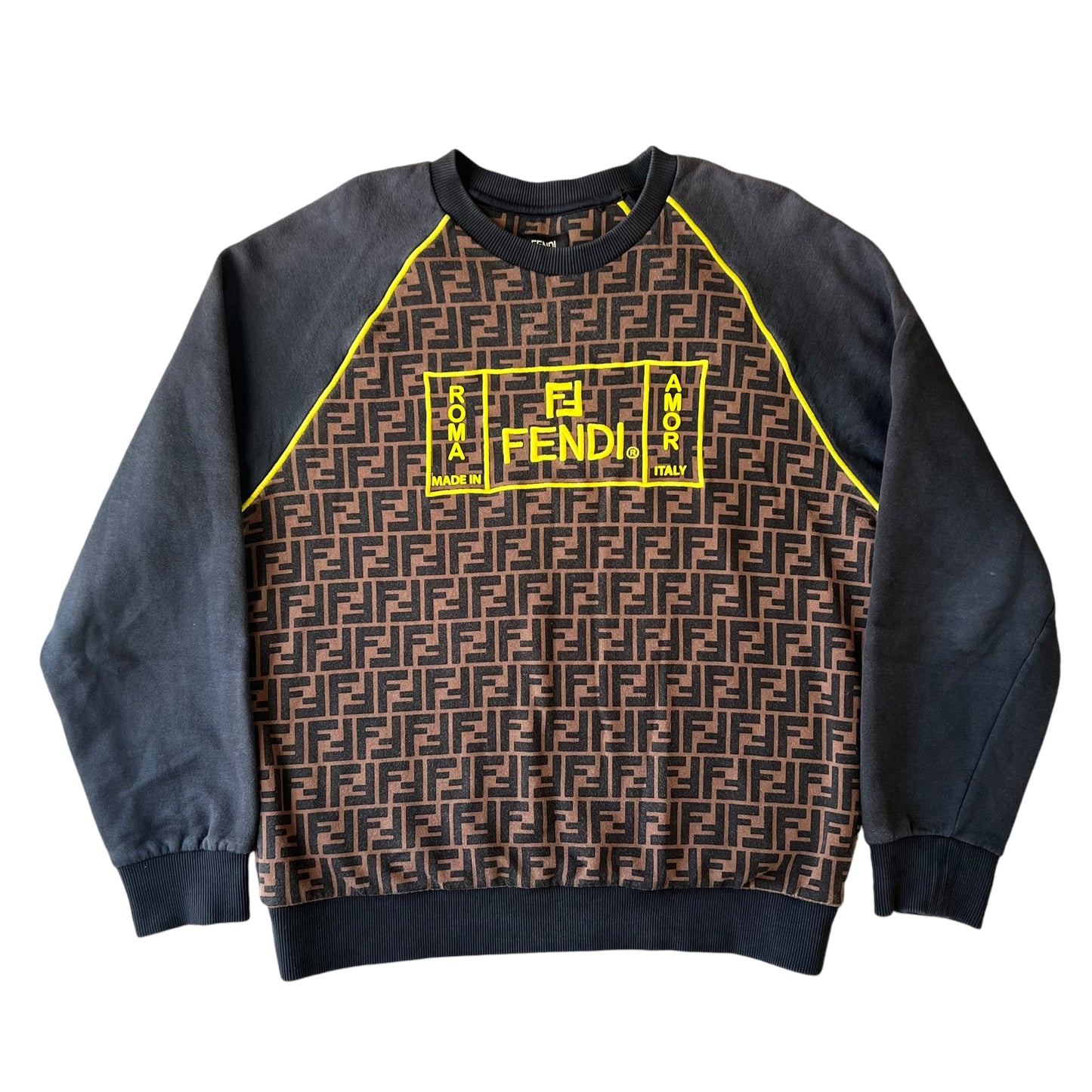 FENDI ZUCCA FF all over pattern sweatshirt brown black sweatshirt tops sweatshirt brushed lining embroidery