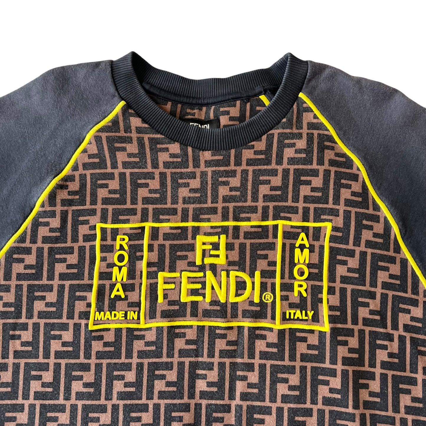 FENDI ZUCCA FF all over pattern sweatshirt brown black sweatshirt tops sweatshirt brushed lining embroidery