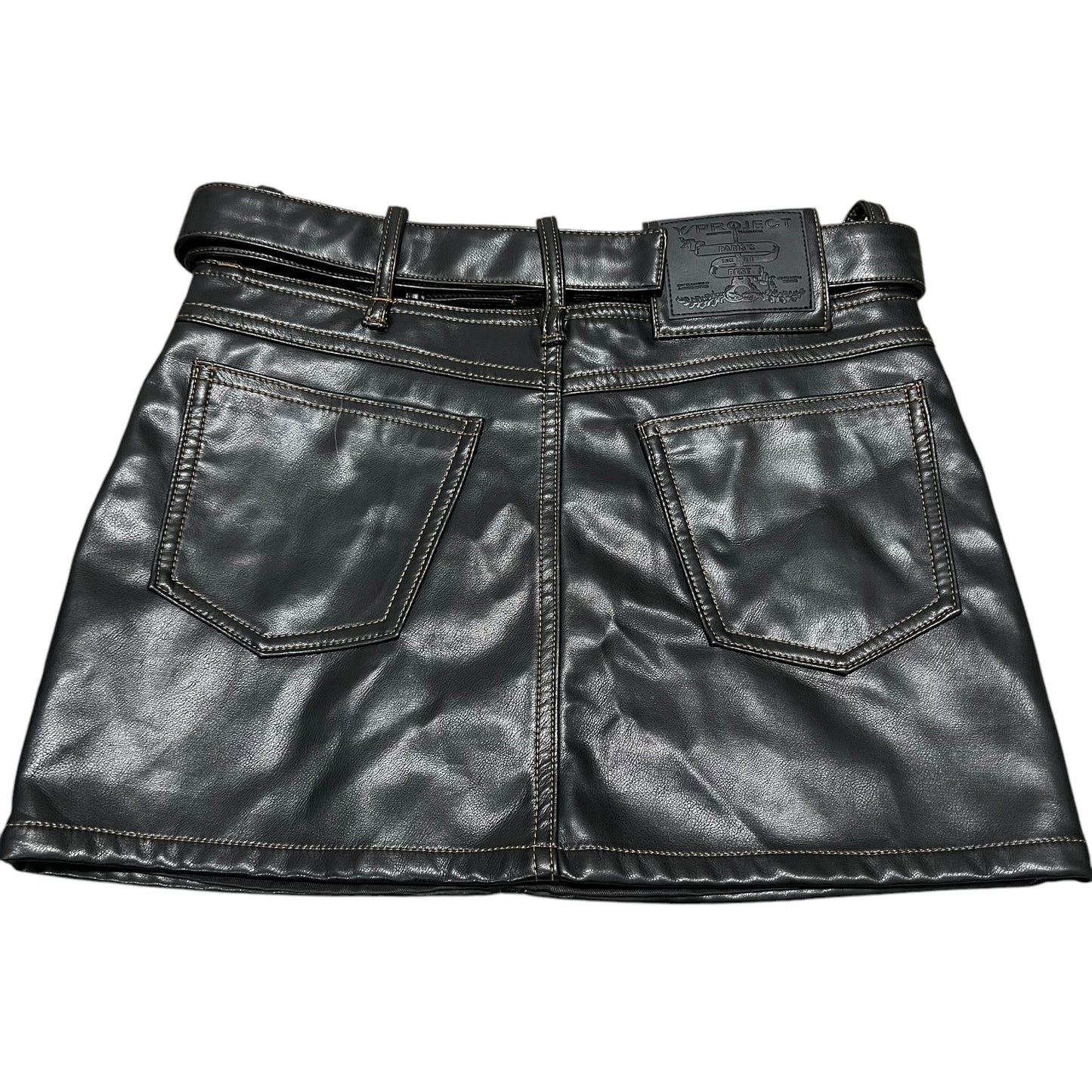 Y/PROJECT PVC Leather Belt Mini Skirts