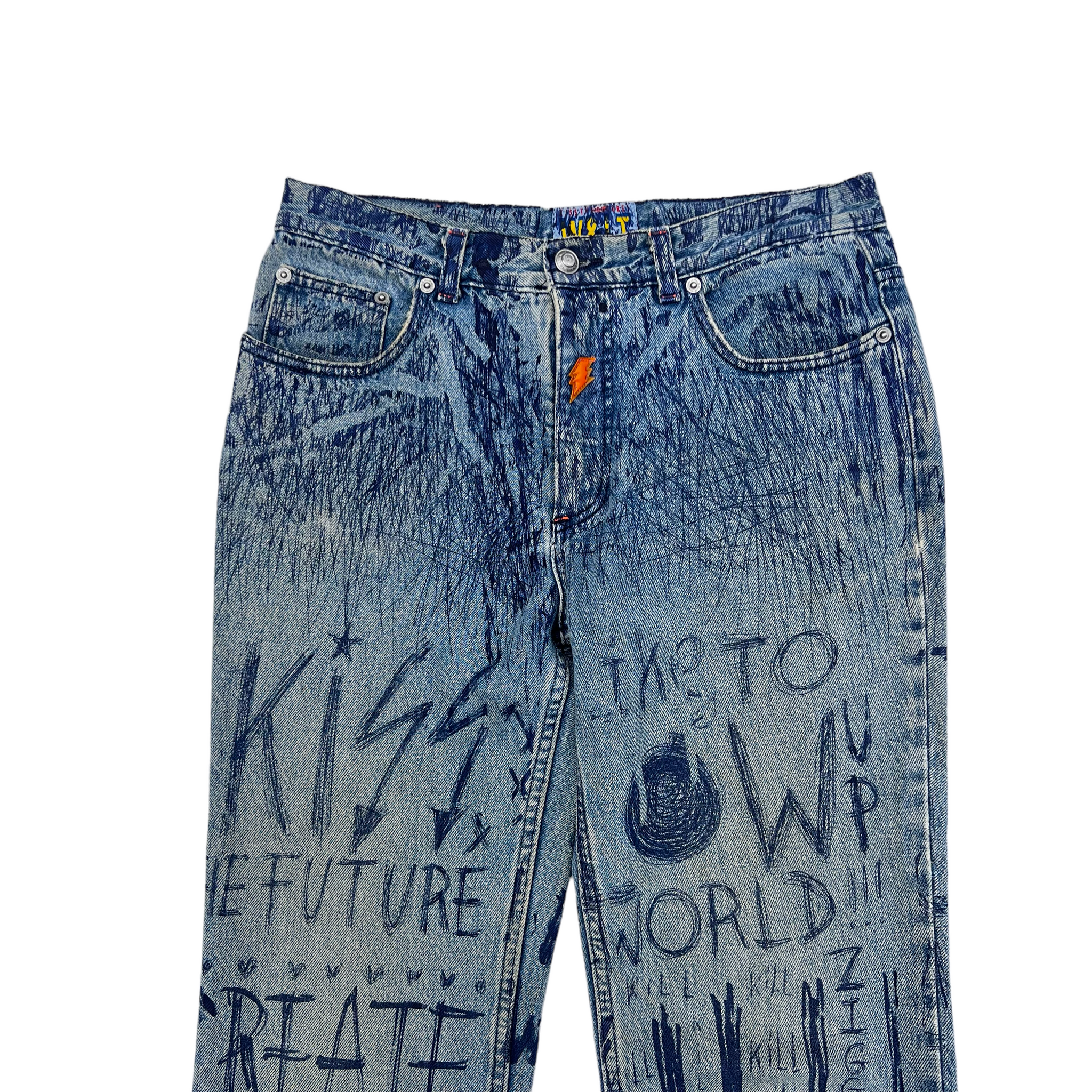 W&LT 1997AW GRAFFITI DENIM PANTS INDIGO WALTER VAN BEIRENDONCK