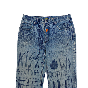 W&LT 1997AW GRAFFITI DENIM PANTS INDIGO WALTER VAN BEIRENDONCK