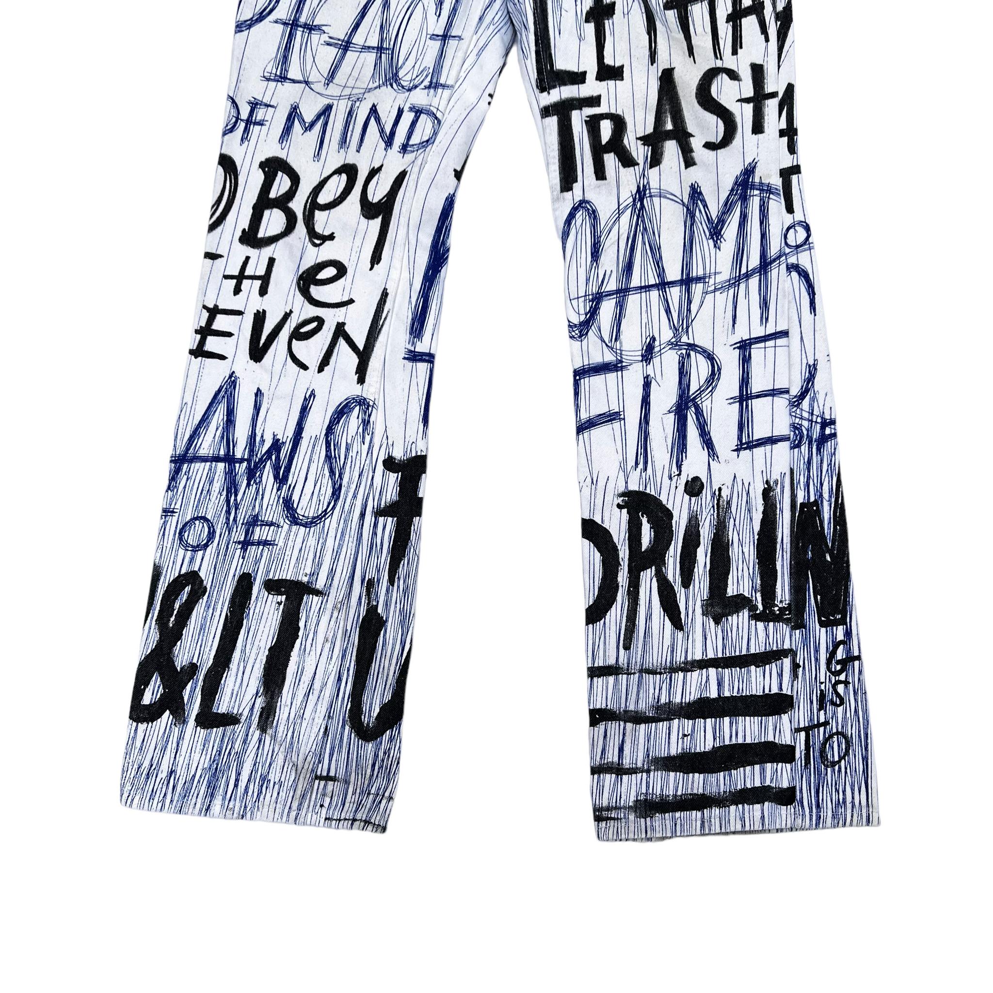 W&LT 1997AW GRAFFITI DENIM PANTS WHITE WALTER VAN BEIRENDONCK