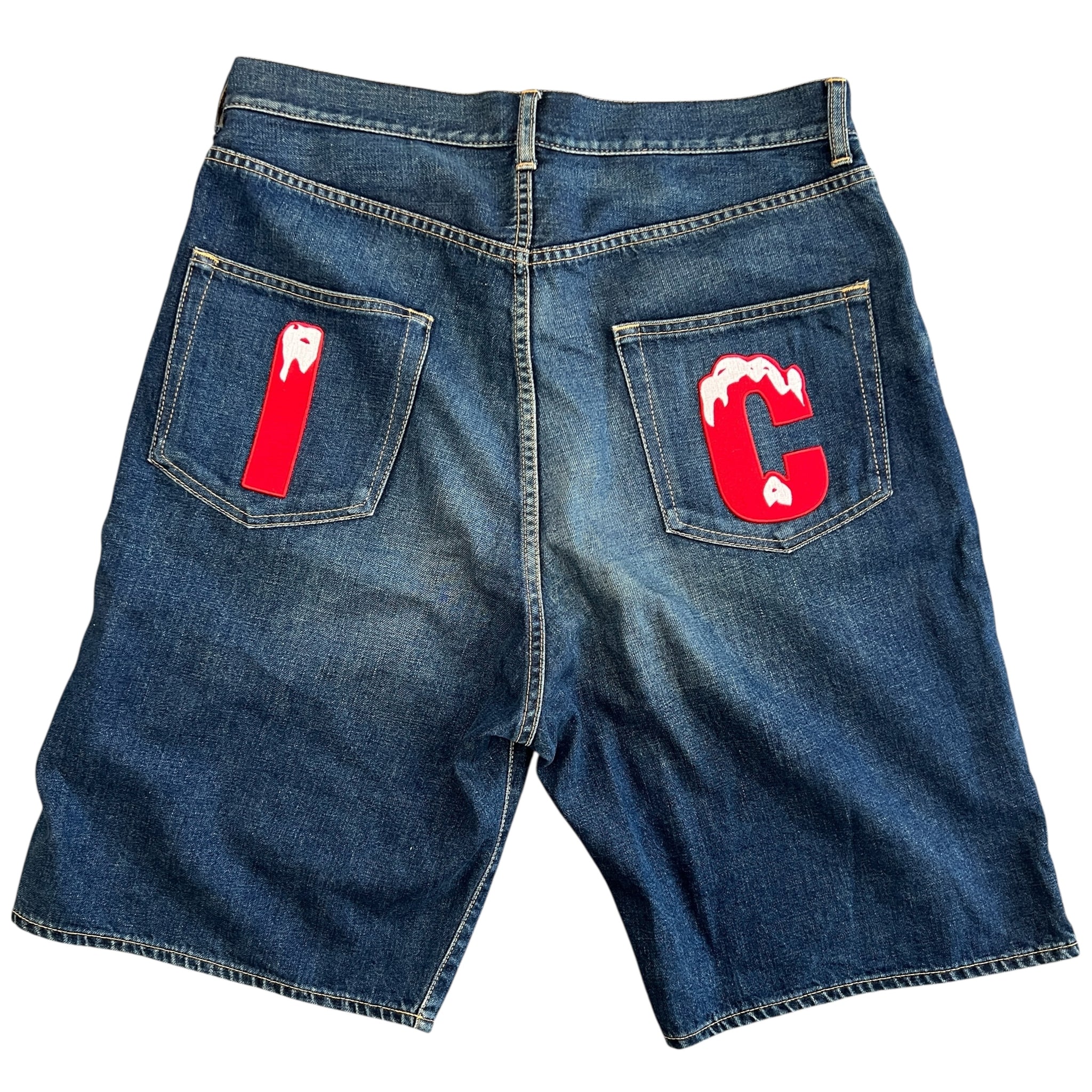 BILLIONAIRE BOYS CLUB Ice Cream Back Logo Patch Denim Shorts