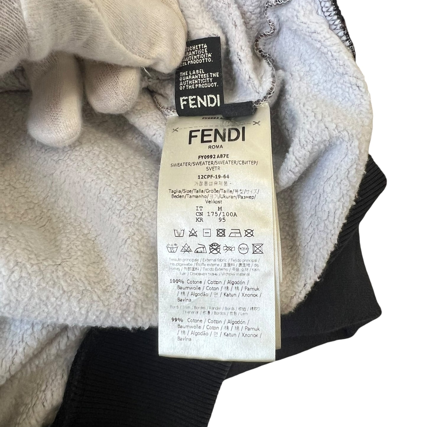 FENDI ZUCCA FF all over pattern sweatshirt brown black sweatshirt tops sweatshirt brushed lining embroidery