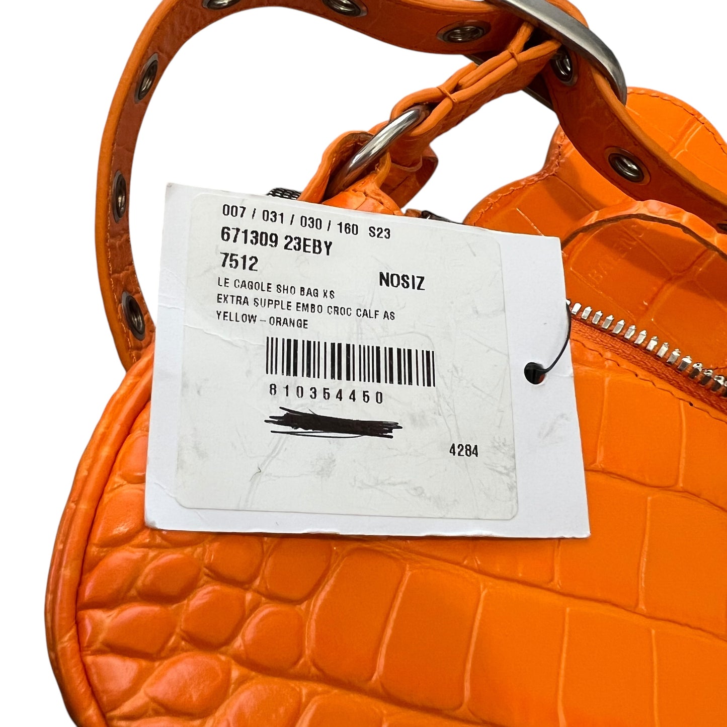 BALENCIAGA 2024SS Le Cagole Shoulder Bag XS Extra Supple Embo Croc Calf Orange