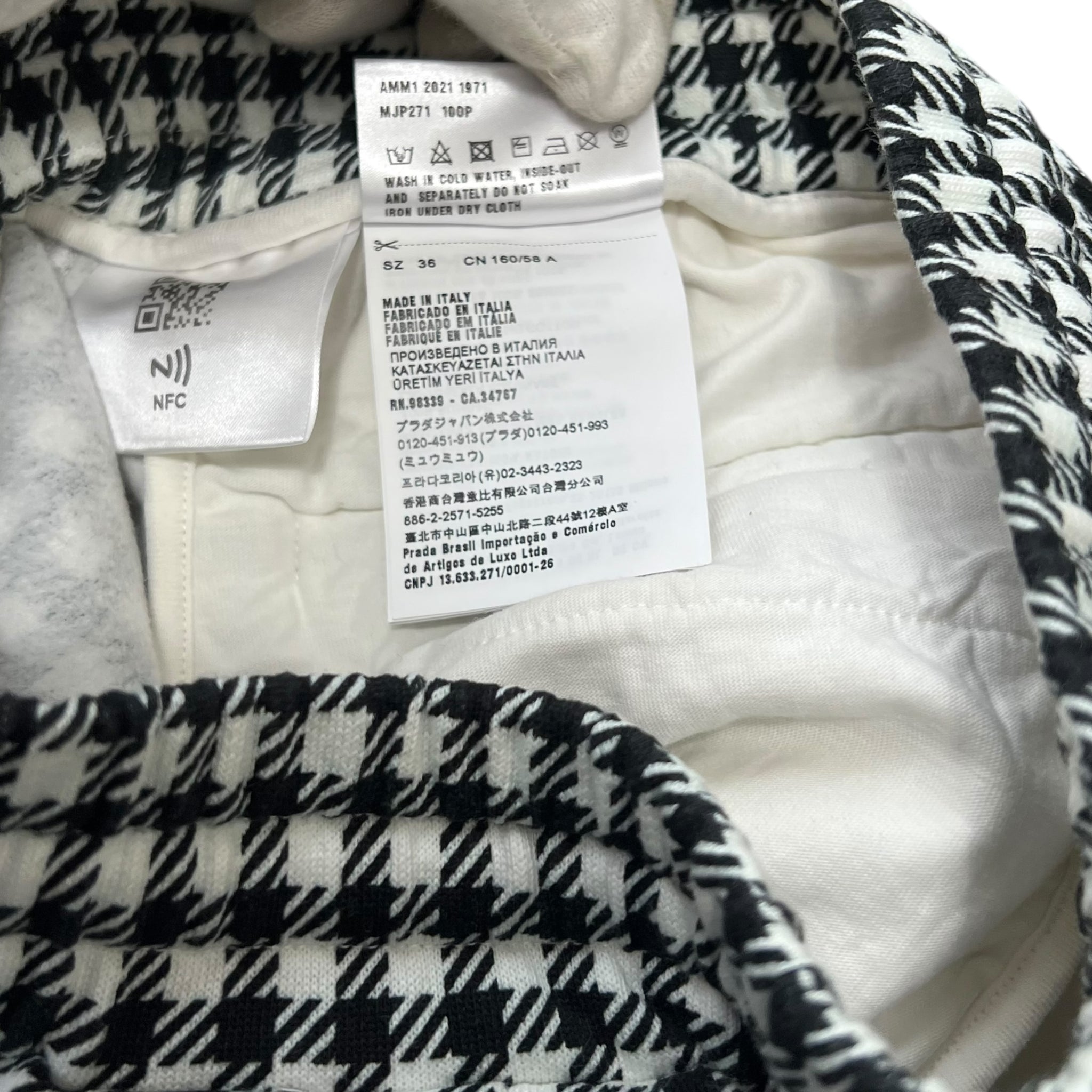 MIU MIU Check Sweat Short Jacket and Short Pants Set Up