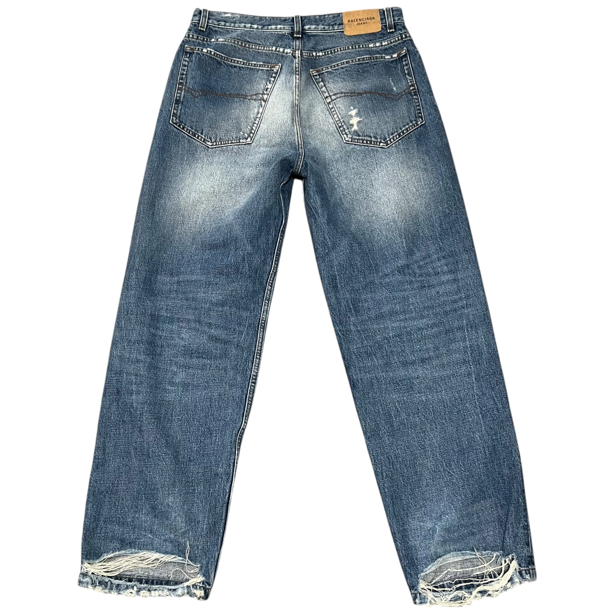 BALENCIAGA 2023SS Distressed Wide Fit Straight Denim Pants