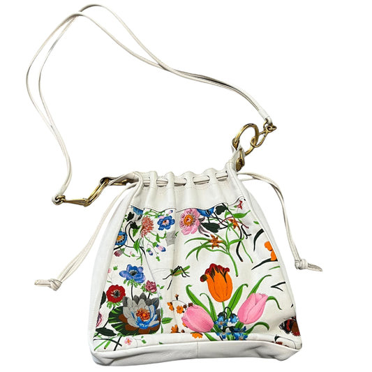 Old GUCCI Flower Pattern Leather Shoulder Bag