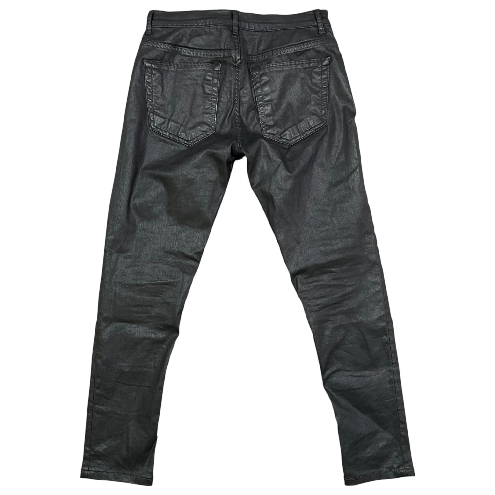 RICK OWENS DRKSHDW Black Wax coated detroit cut Denim Pants