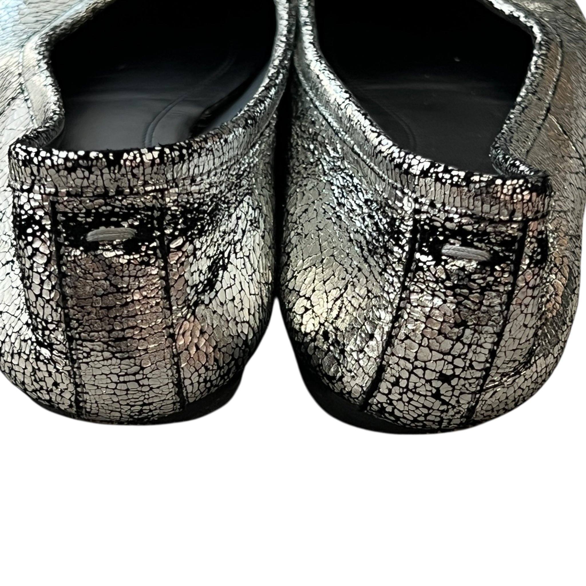 Maison Margiela Tabi Flat Crackled Metallic Leather Shoes