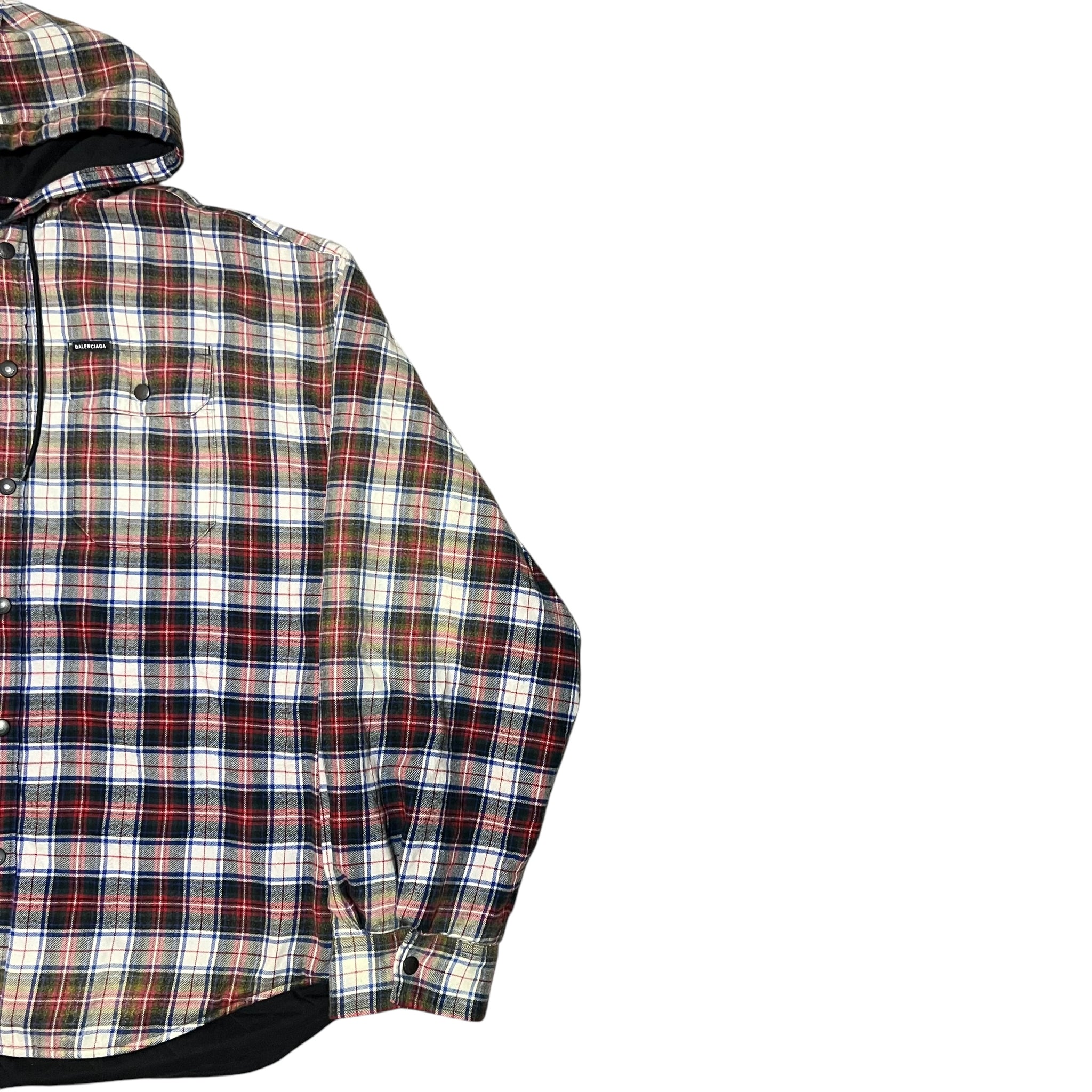 BALENCIAGA 2023SS Padded Flannel Hooded Shirt