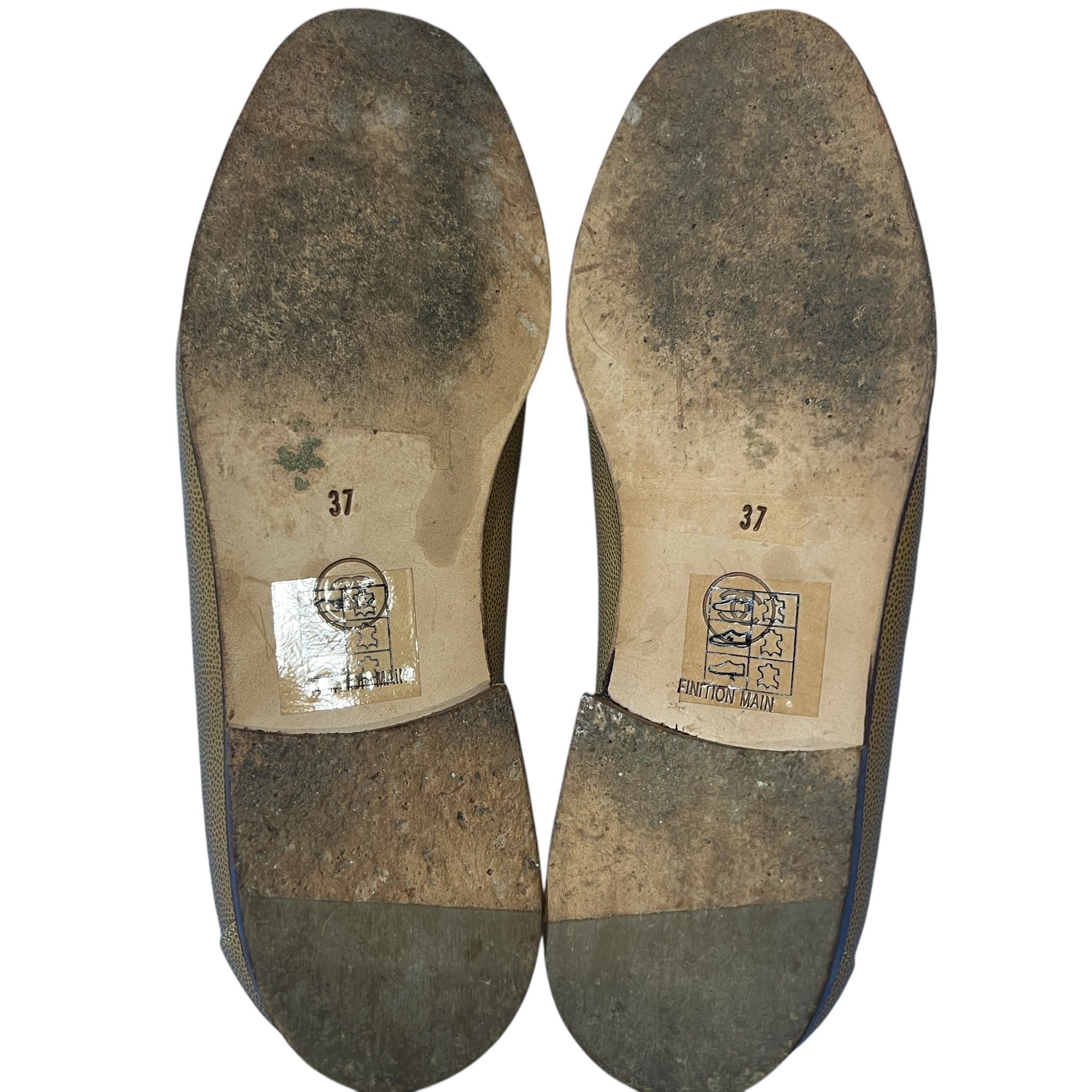 CHANEL Brown Grained Leather Loafers