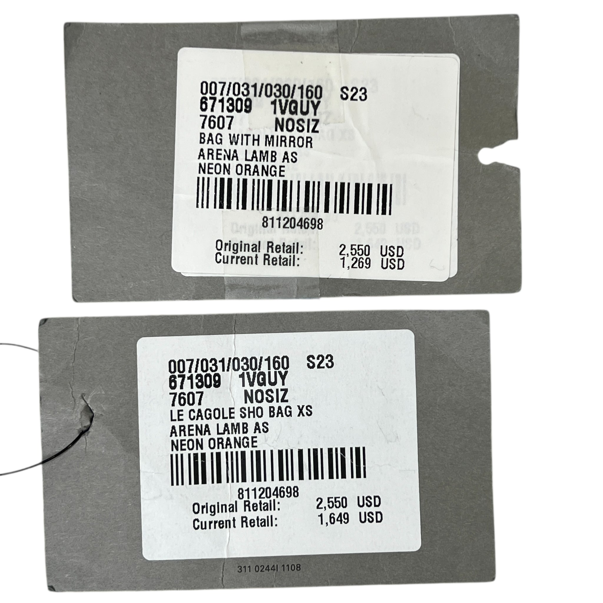 BALENCIAGA 2023SS Le Cagole Shoulder Bag XS Arena Lamb Neon Orange