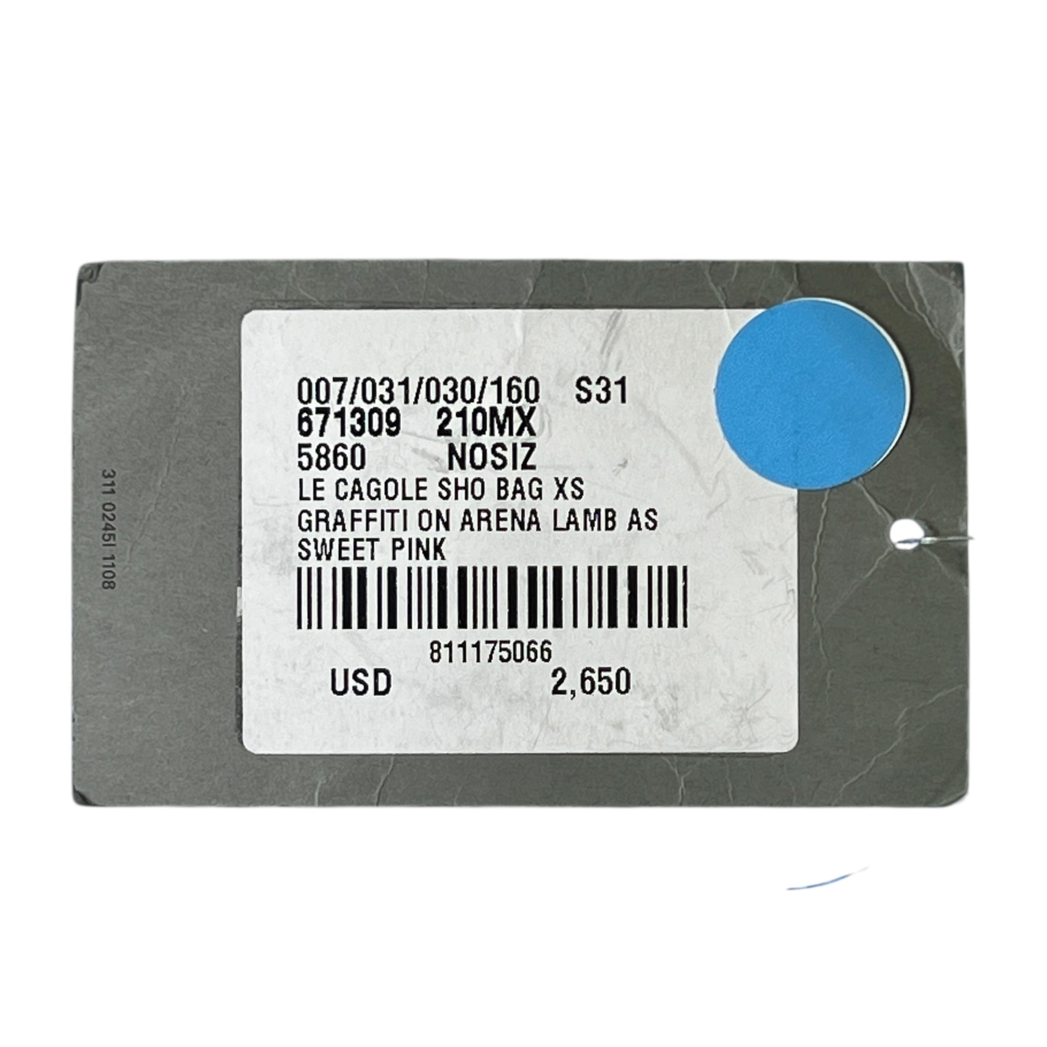 BALENCIAGA 2023SS Le Cagole XS Graffiti On Arena Lamb Shoulder Bag Sweet Pink