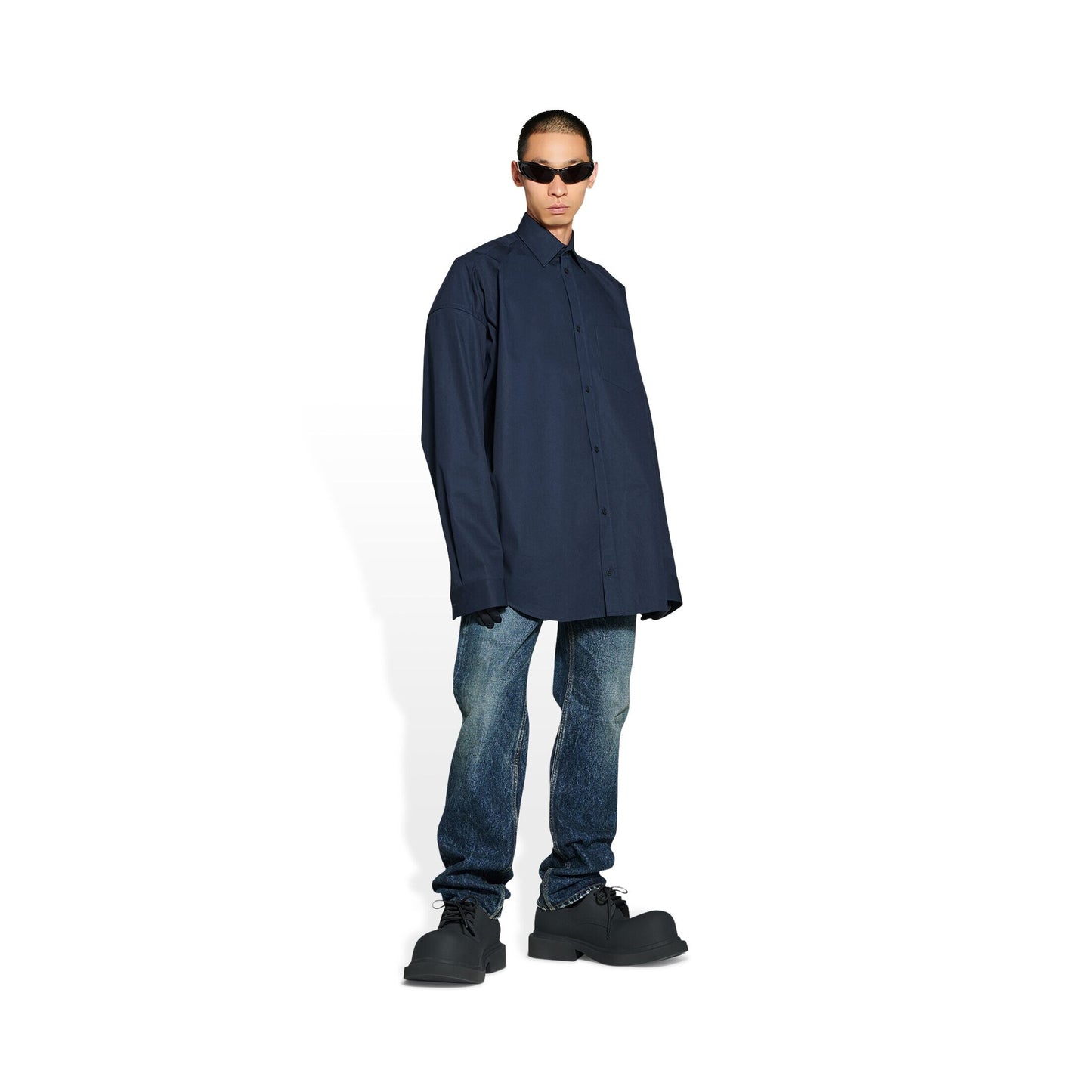 BALENCIAGA 2023SS Garde-Robe STANDARD HEAVY JEANS IN NAVY BLUE