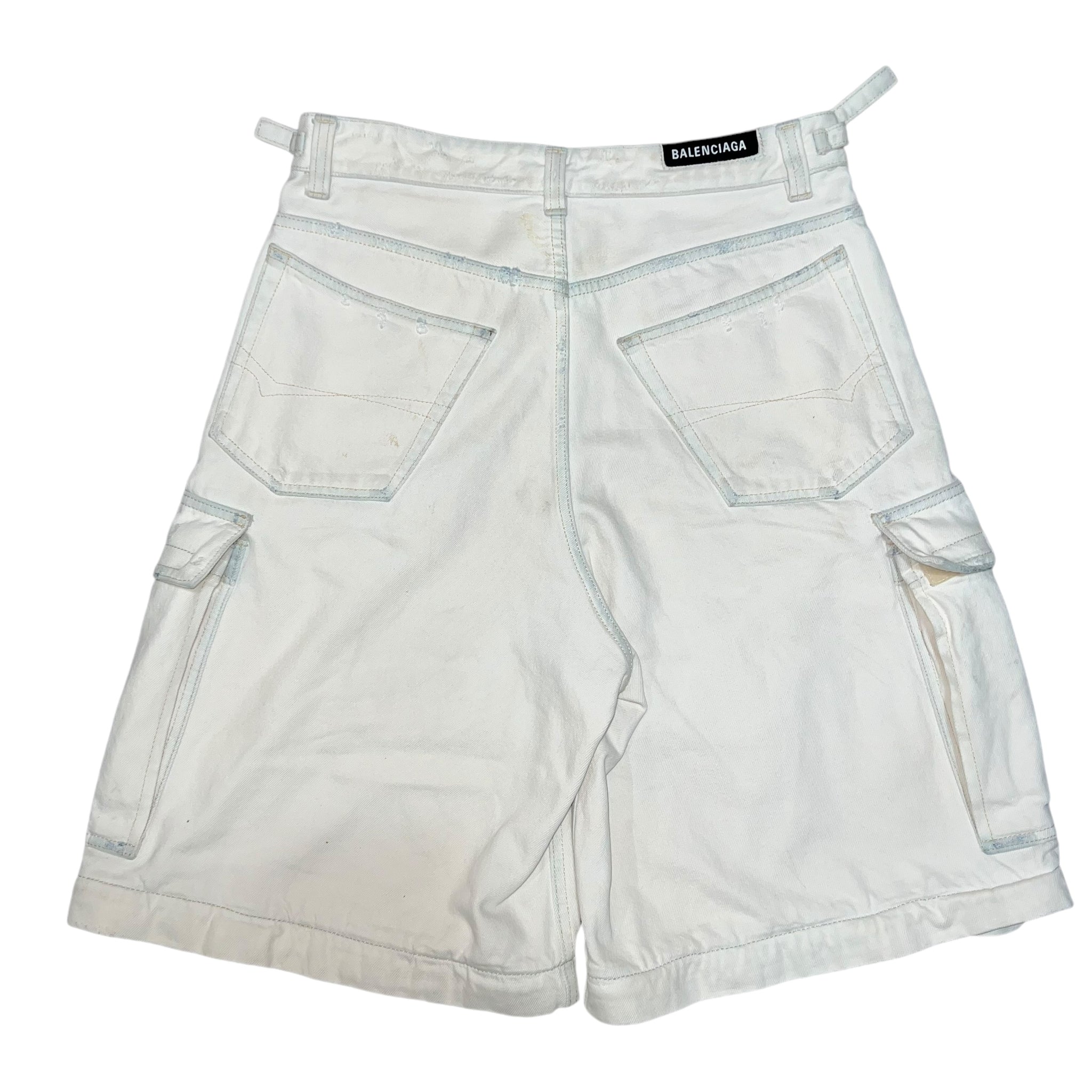 BALENCIAGA 2021AW 2WAY OVERSIZED DISTRESSED CARGO DENIM PANTS/ SHORTS