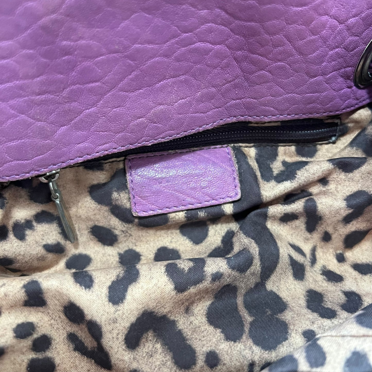 DOLCE&GABBANA Purple Metal Logo Plate Hand Bag Pouch