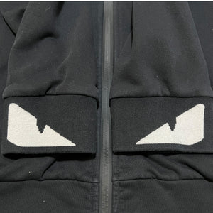 FENDI 2021SS Monster Eye Zip up Cotton Jersey  2way Collar-Integrated Hoodie