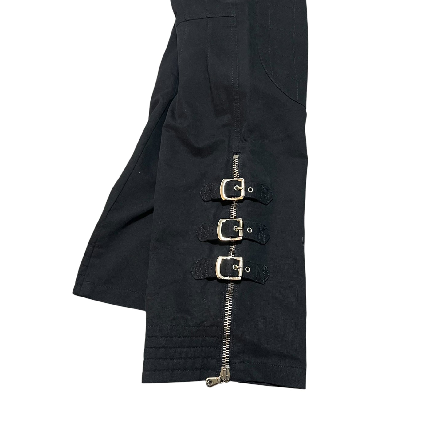 DOLCE&GABBANA 2003AW Side Zip Double Knee Belt Side Zip Bontage Pants