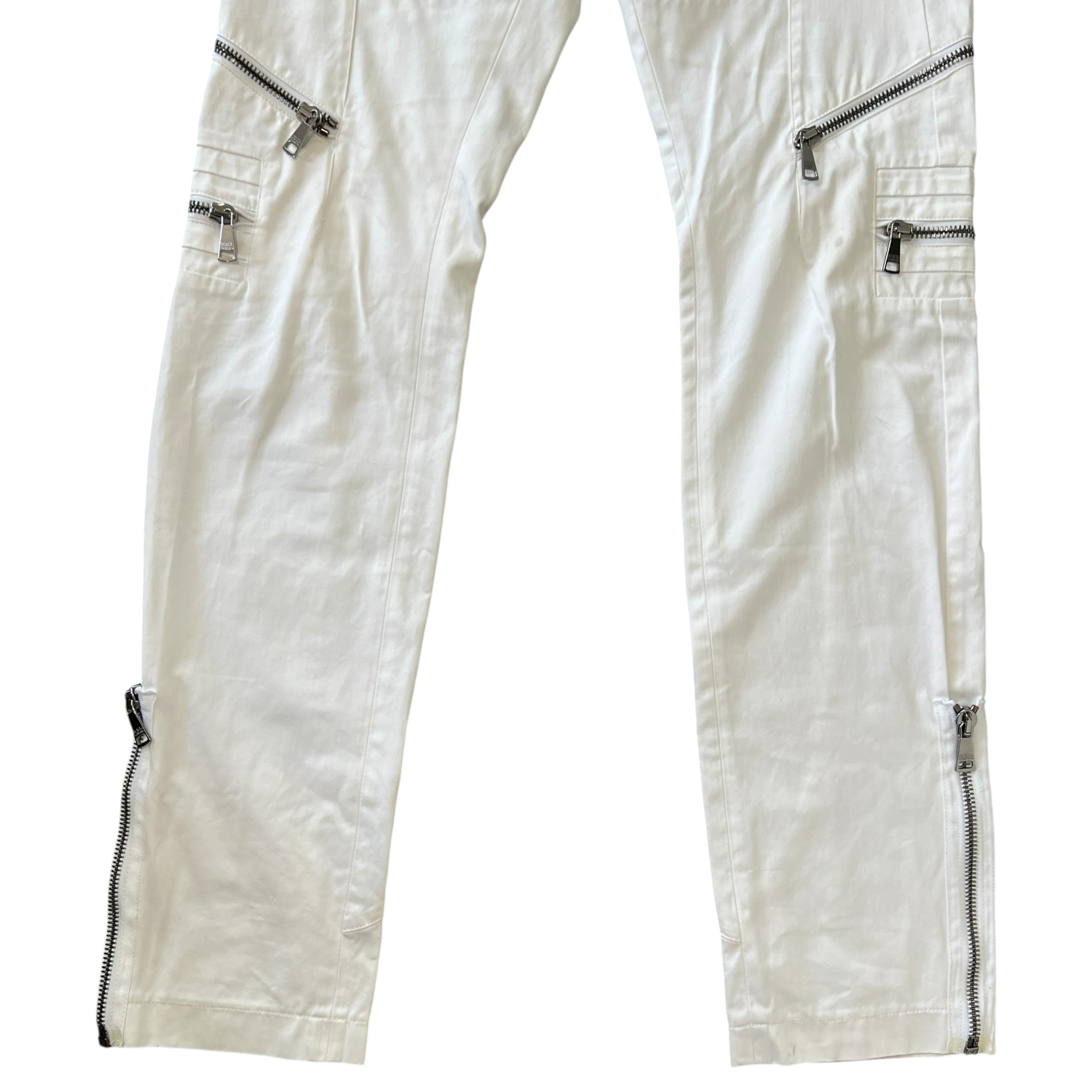 DOLCE&GABBANA Multi-Zip Cotton Biker Pants