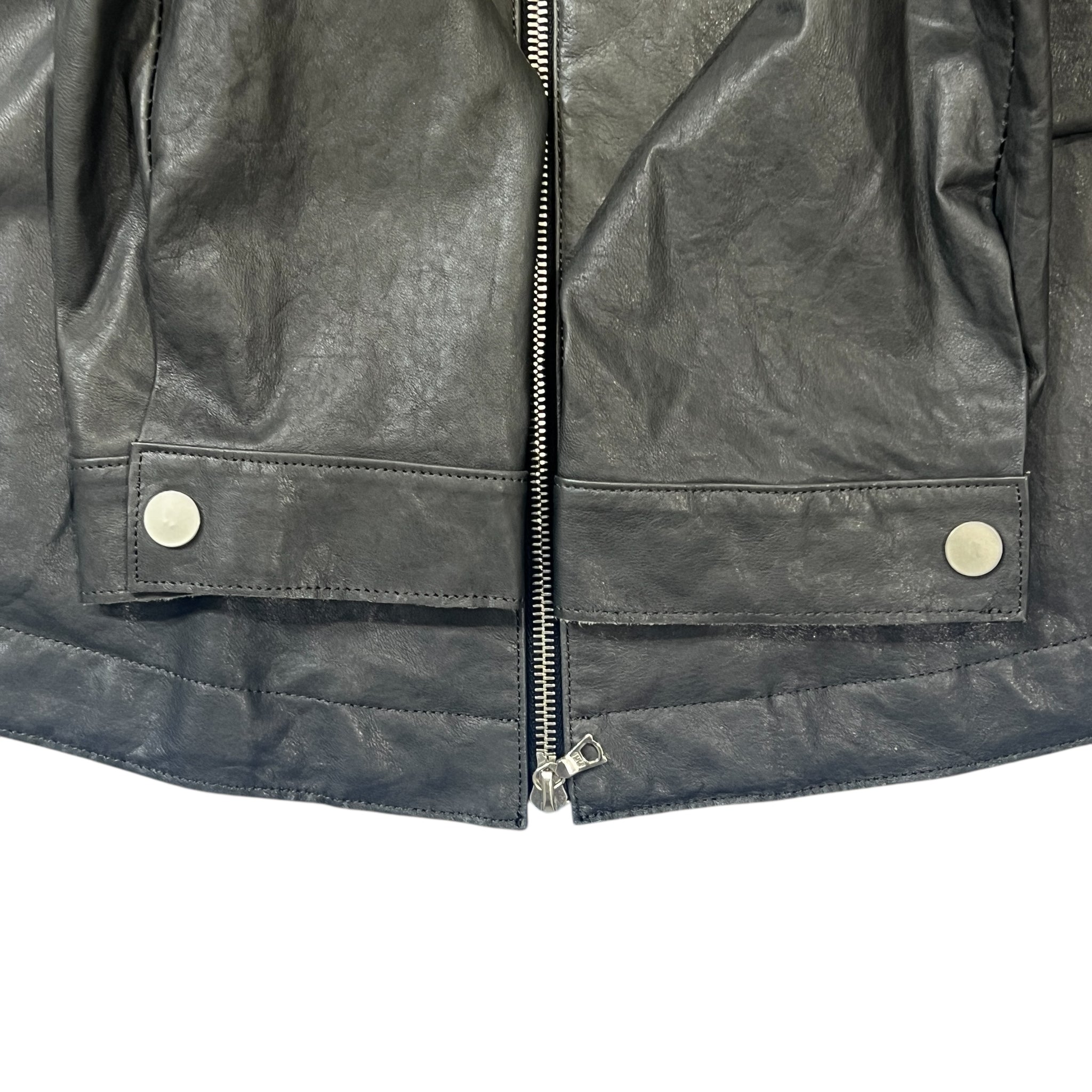 San 2024FW Lambskin Zip-Up Leather Jacket
