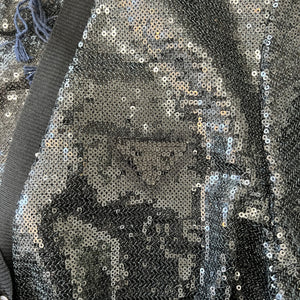 PRADA 2022SS RAF SIMONS Black Sequin Embellished Button-Front Cropped Top cardigan