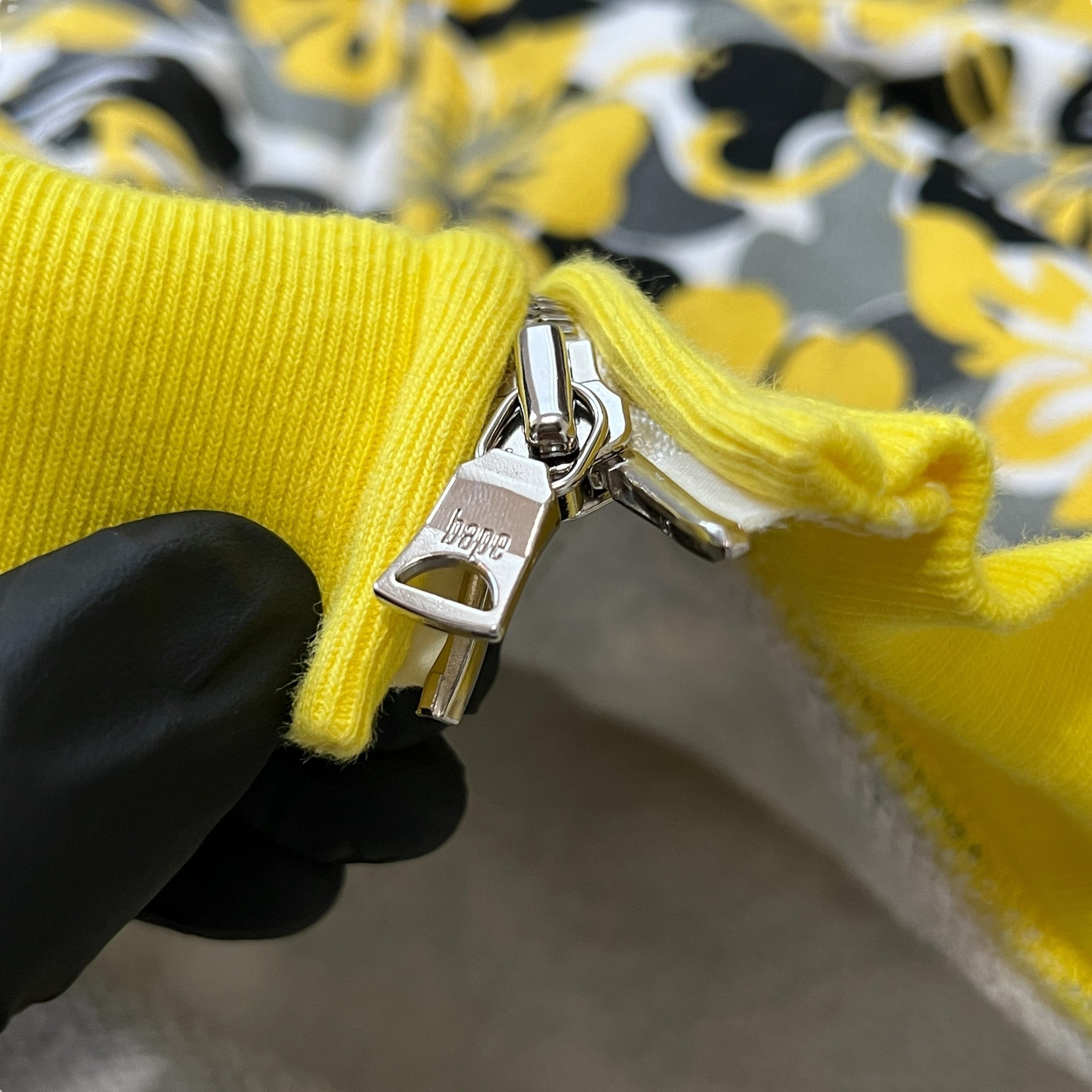A Bathing Ape Yellow Floral Camo Full Zip Hoodie BAPE