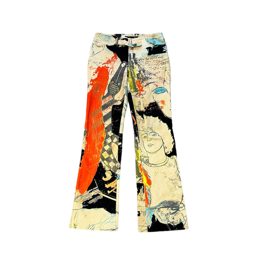 JUST CAVALLI Vintage Boots Cut Painting Pants