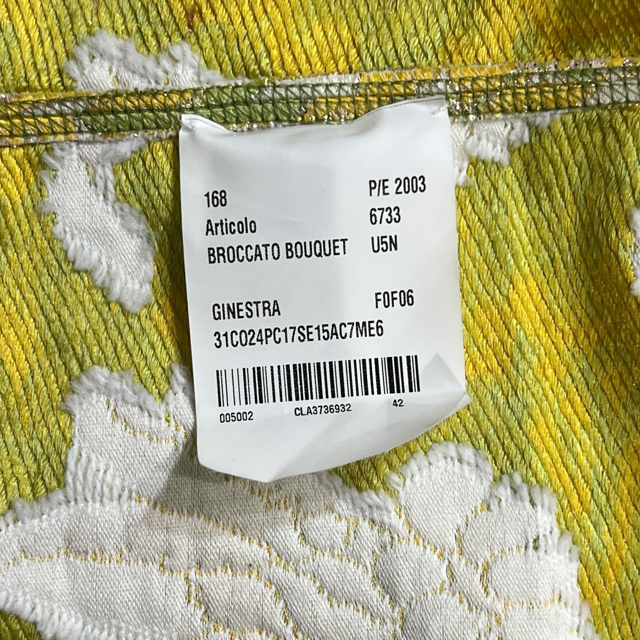 PRADA 2003SS “Brocato Bouquet” Yellow & Green Brocade Jacquard Coat