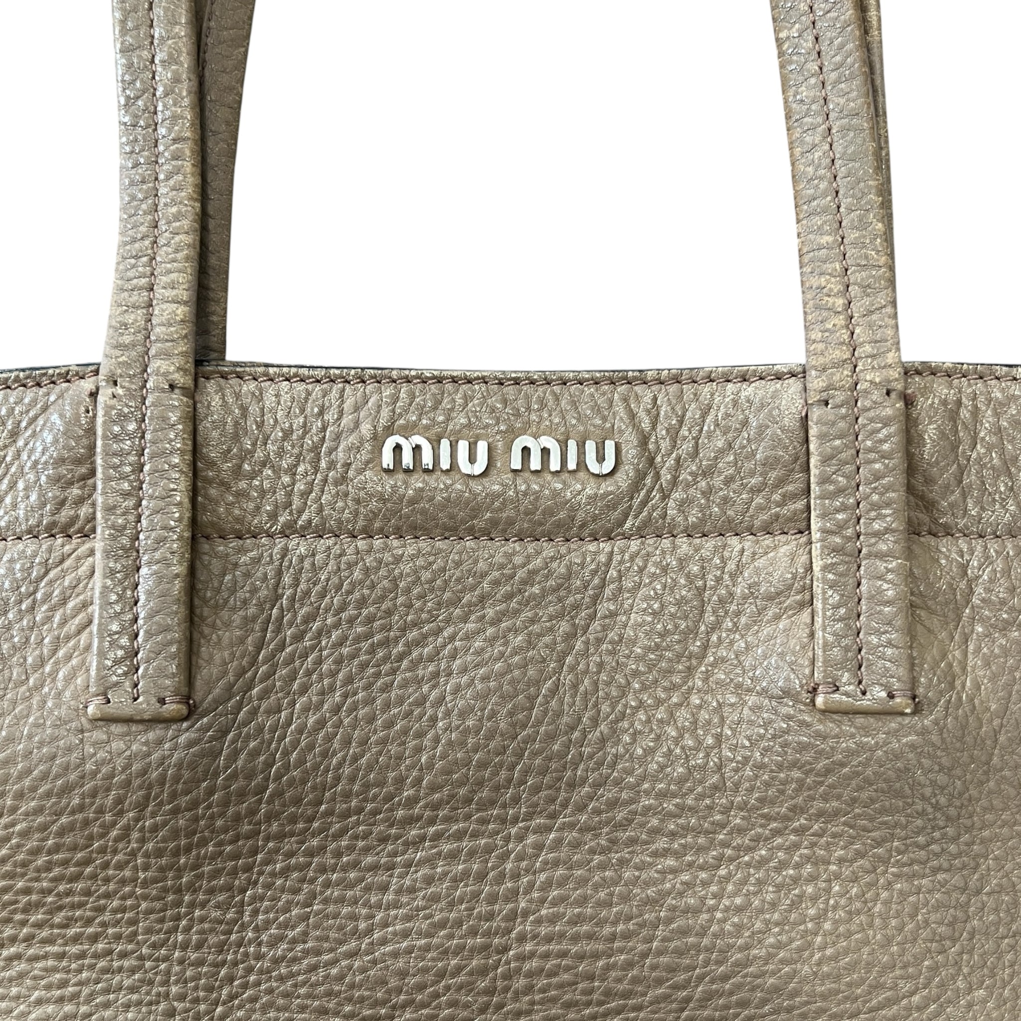 MIU MIU Grained Leather Front-Zip Tote Bag