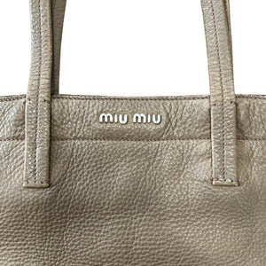 MIU MIU Grained Leather Front-Zip Tote Bag