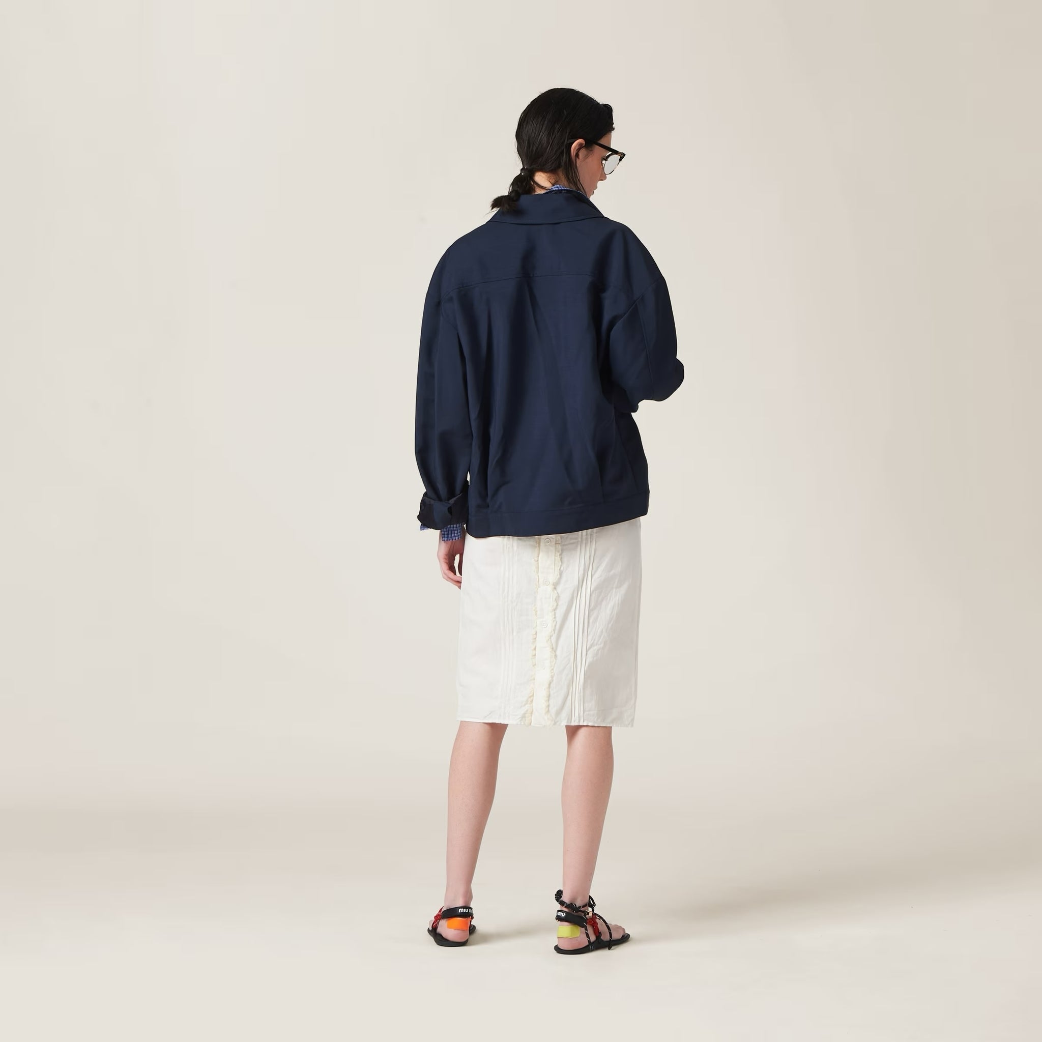MIU MIU SS2024 Mohair-Blend Zip Blouson Jacket (Navy / Made in Italy)