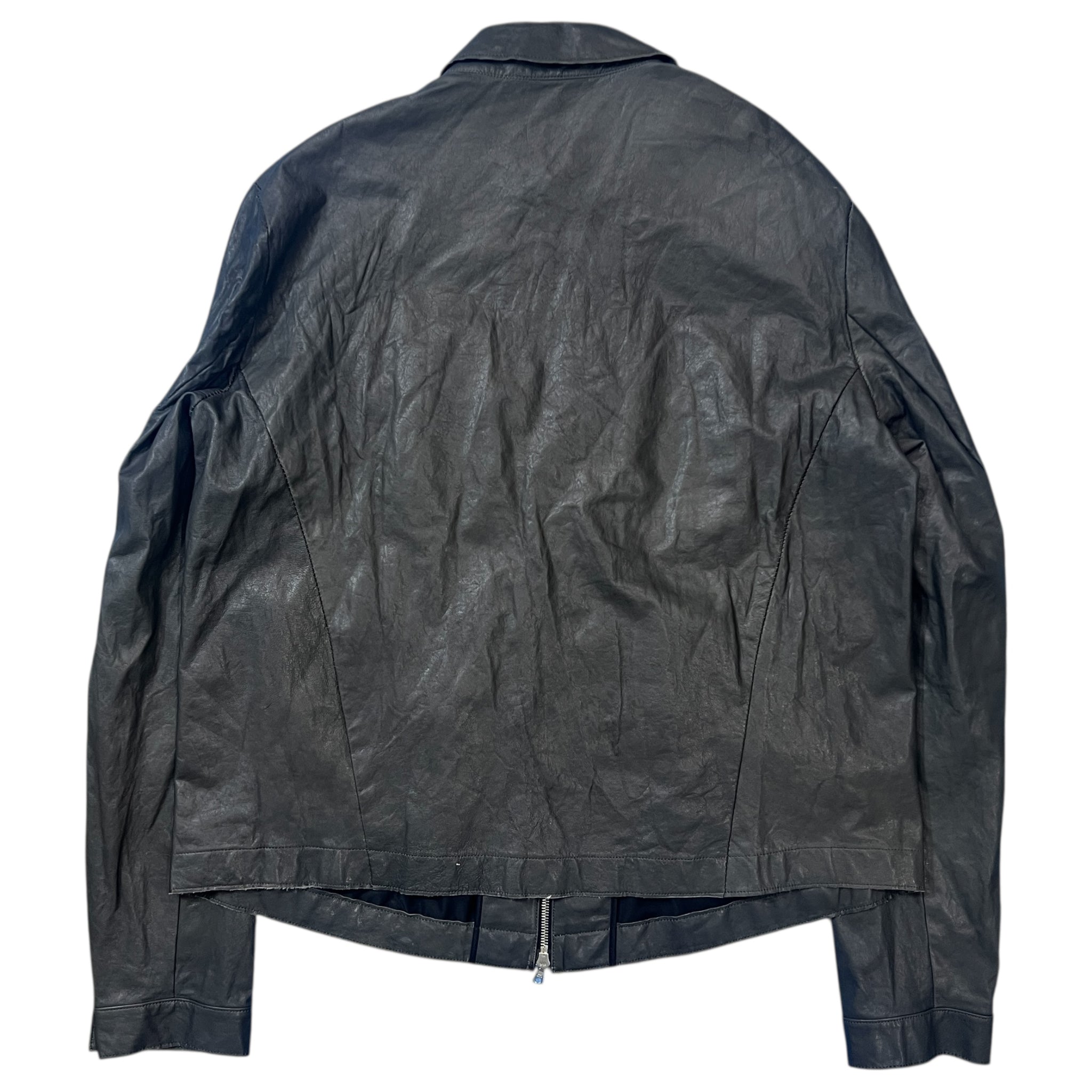 San 2024FW Lambskin Zip-Up Leather Jacket