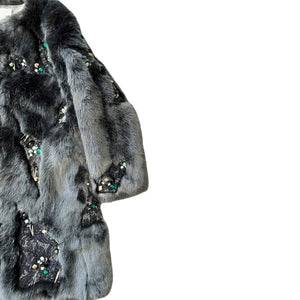 KOCHE 2016-17 Autumn Winter Embellished Faux Fur Coat with Lace & Beads