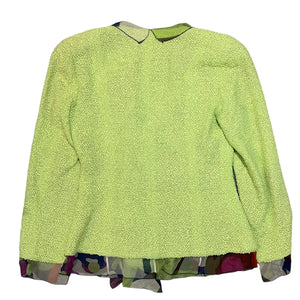 CHANEL 2000s 3pieces set Tweed Green double-buttoned skirt-surit jacket, Chanel printed skirt, and pinted top