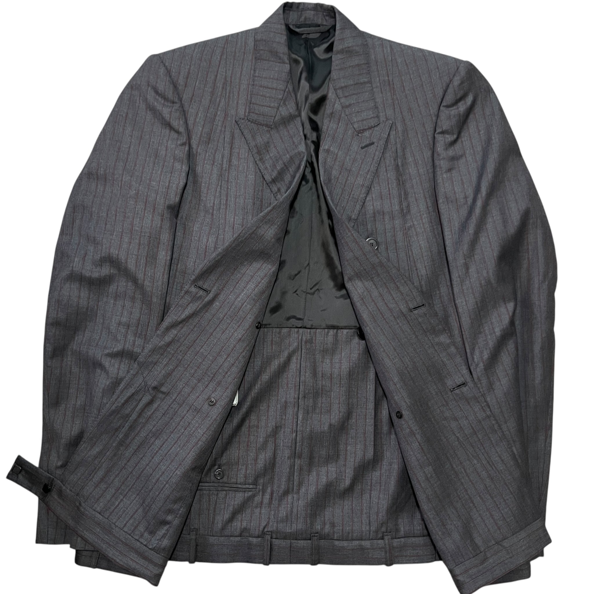 BALENCIAGA 2023 Winter Look9 Pinstripe Tailoring Wool Deconstructed Double Jacket 1360 X