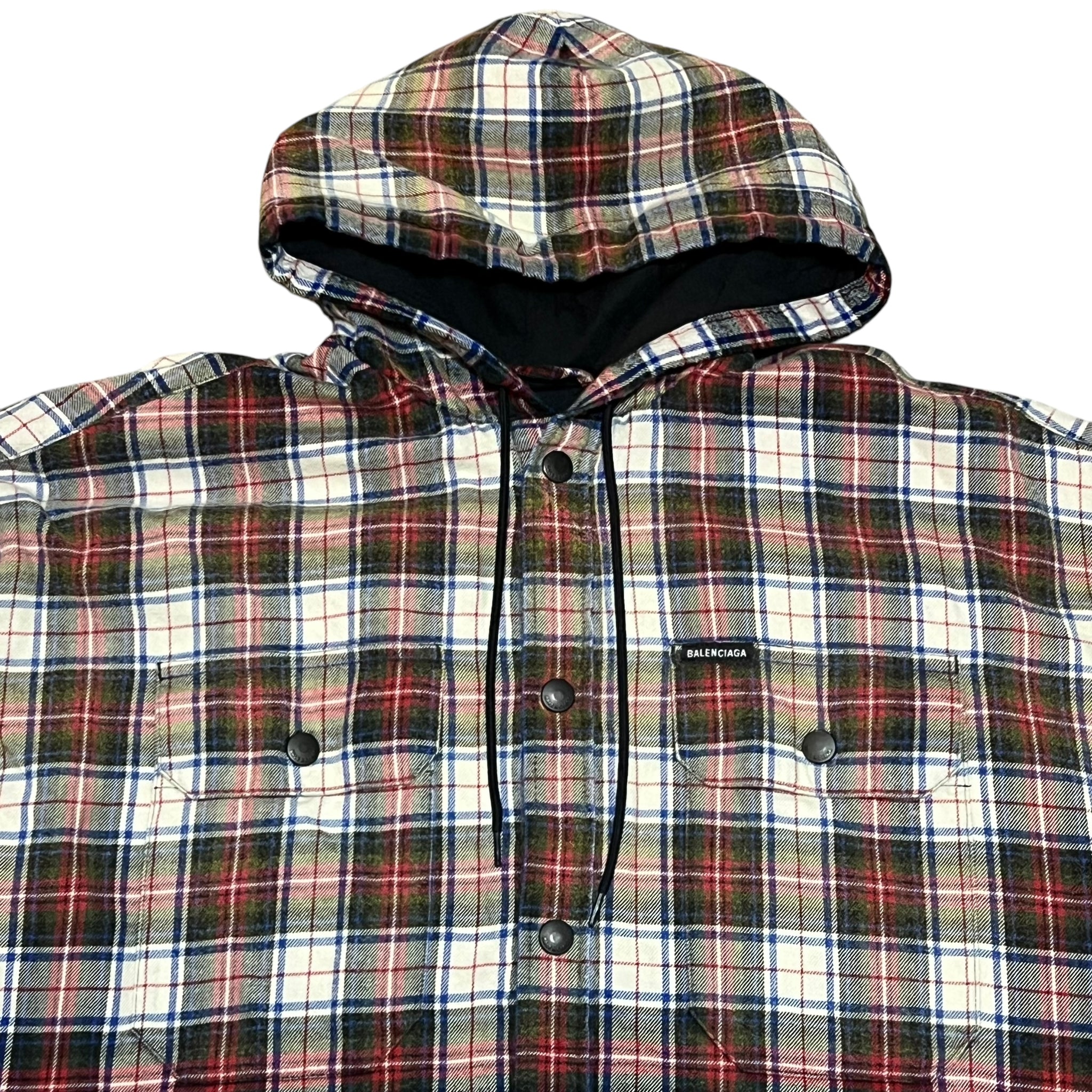 BALENCIAGA 2023SS Padded Flannel Hooded Shirt