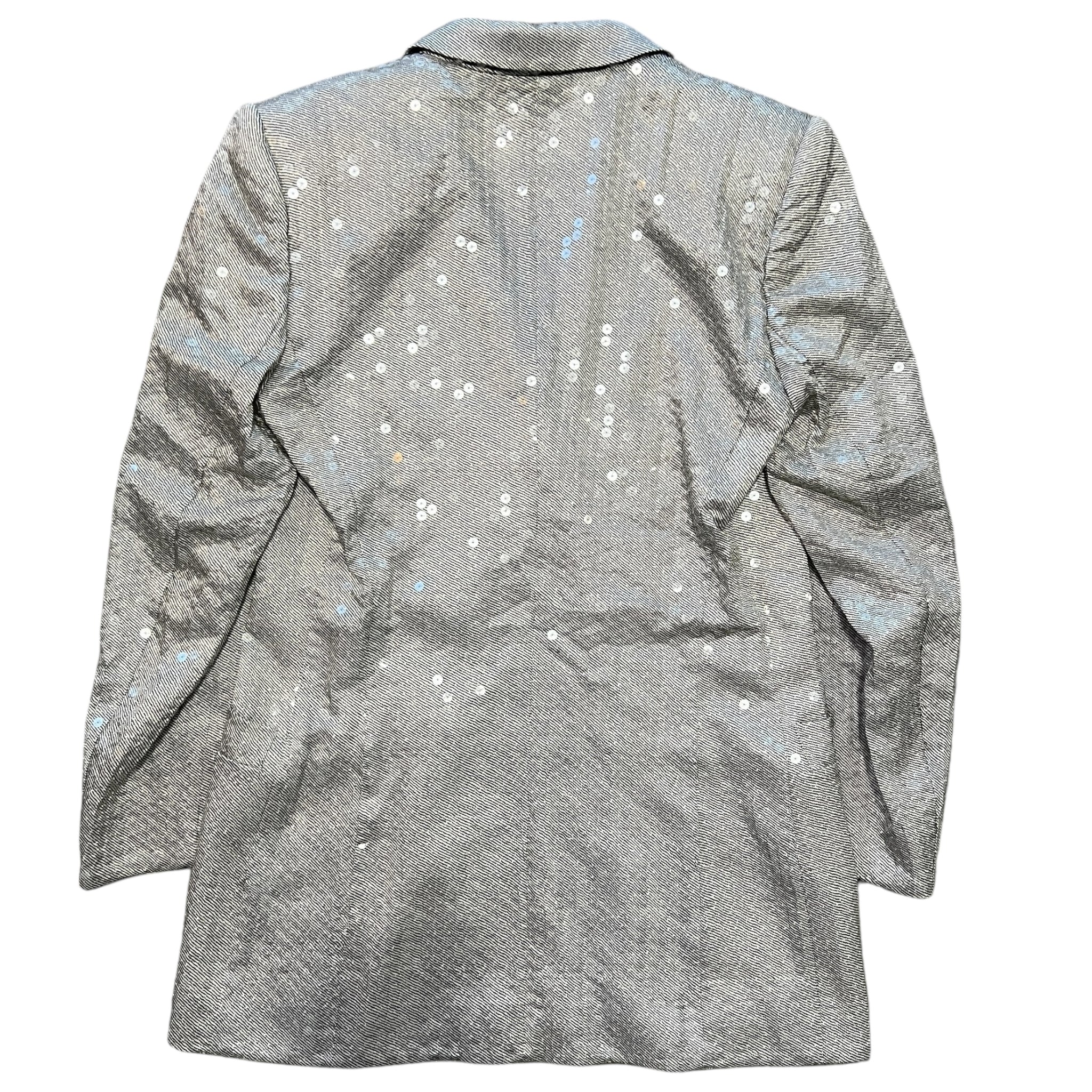 ESCADA By Margaretha Ley Sequined Glitter Silver Double Blazer