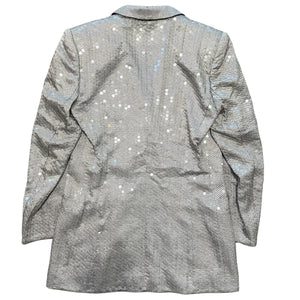 ESCADA By Margaretha Ley Sequined Glitter Silver Double Blazer