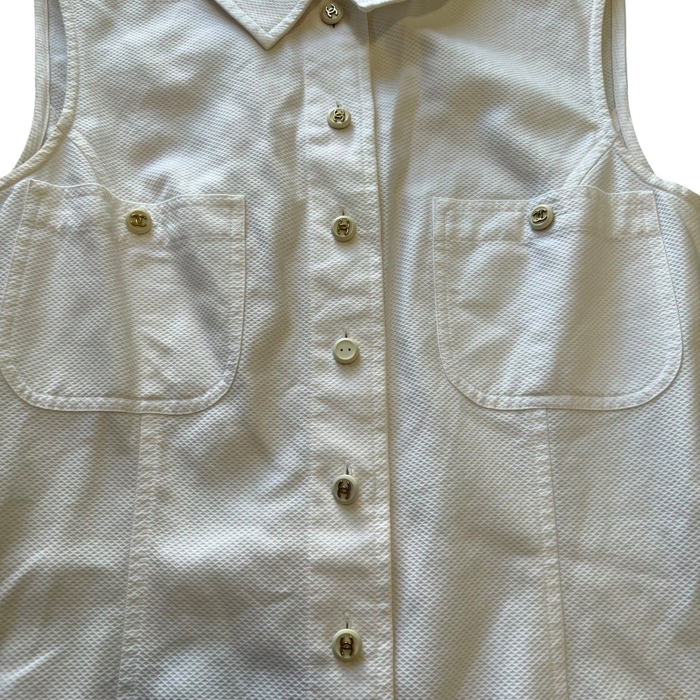 CHANEL tanktop Coco Logo Button Down Shirt