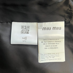 MIU MIU 2023SS Marbleized Garment‑dyed Gabardine Jacket and Stainless Steel Marbleized Back Logo Denim Pants