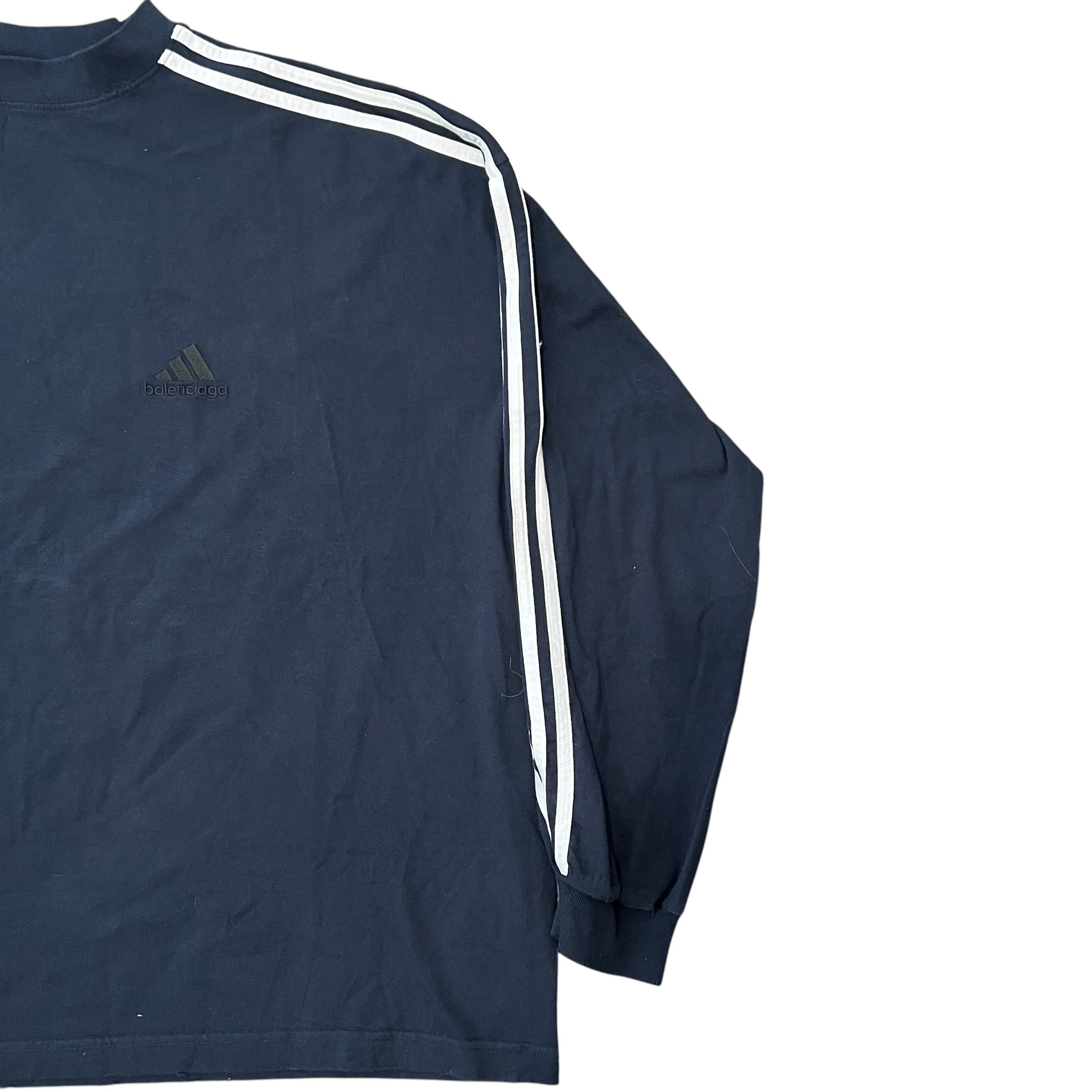 BALENCIAGA adidas 2022AW Distressed Three Line Logo Cotton L/S Shirts